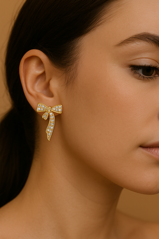 Crystal Bow Drop Earrings