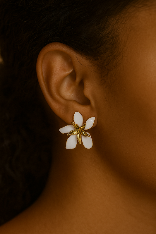 Ivory Bloom Stud Earrings