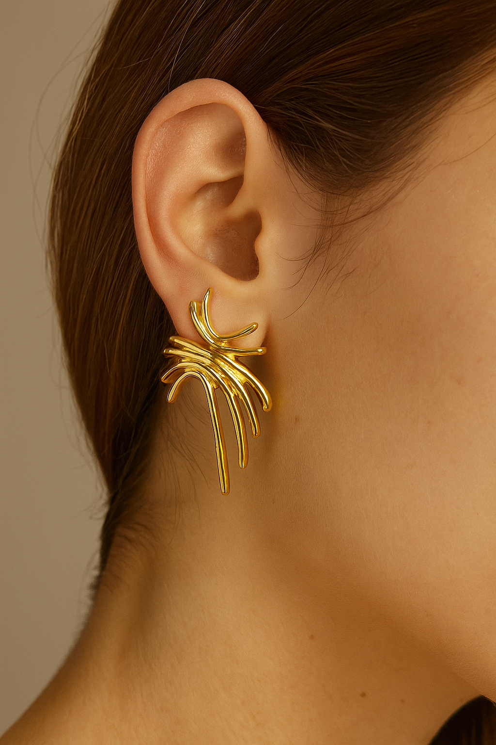 Golden Palm Burst Earrings