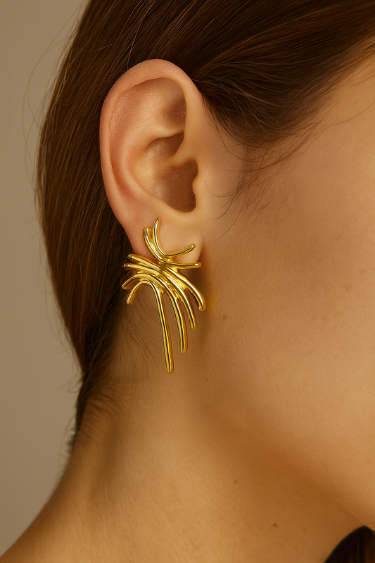 Golden Palm Burst Earrings