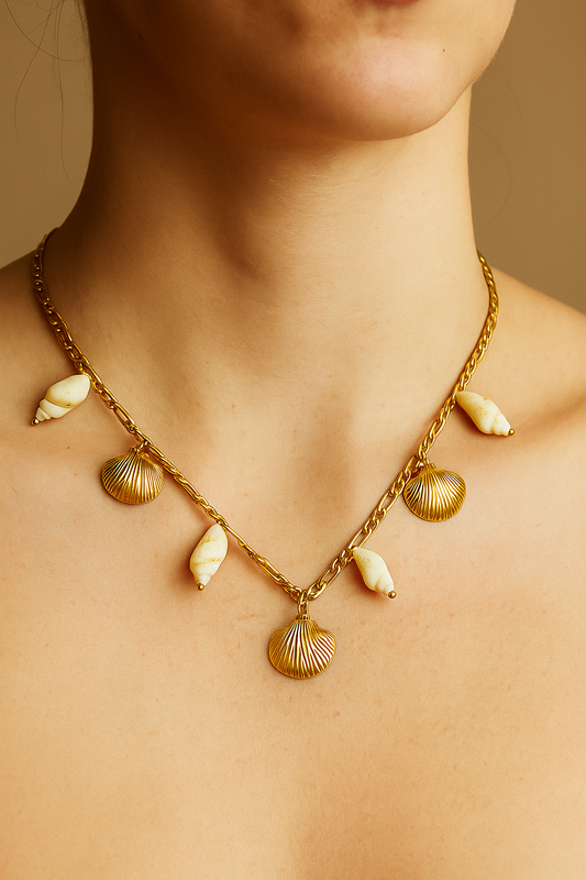 Golden Seashell Charm Necklace