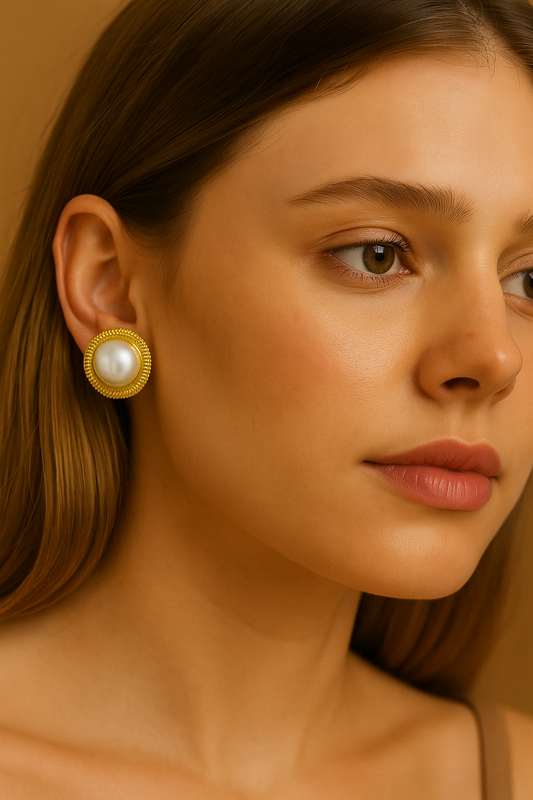 Golden Halo Pearl Studs