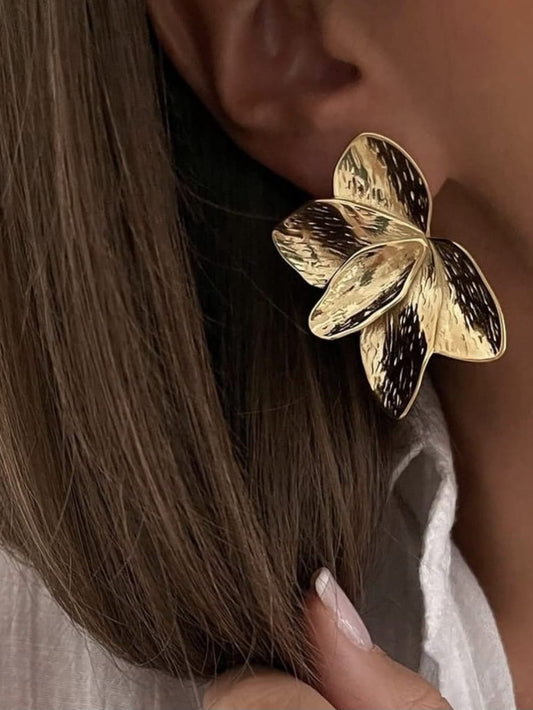 Golden Orchid Statement Earrings